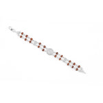 92.5 Silver Central Om Double Line Rudraksha Bracelet