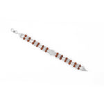 Real Silver Rakhi with Real Rudraksha, Om Embedded in Surya, Double Line Design for Men