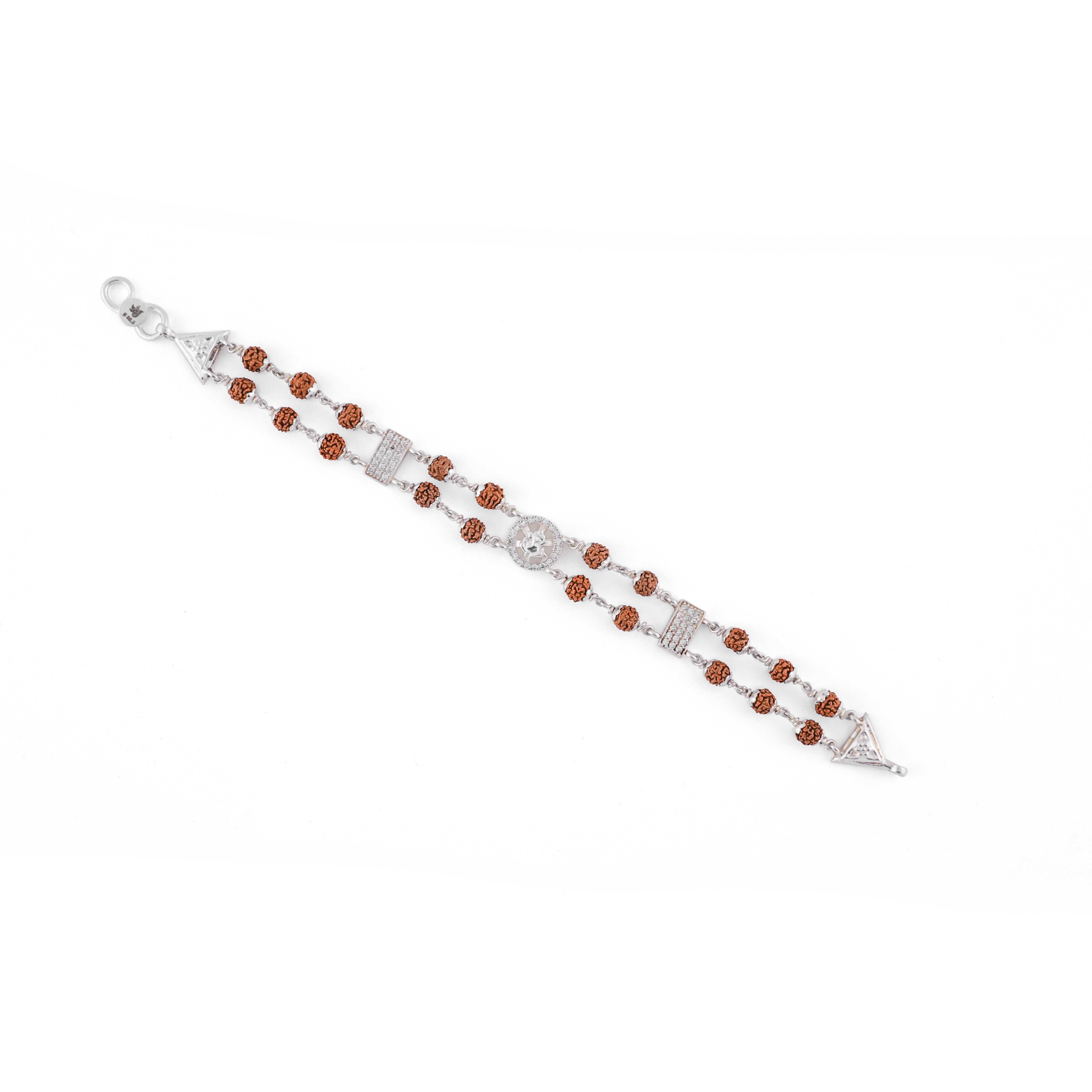 Original Rudraksha Silver Ganesh Double Line Bracelet