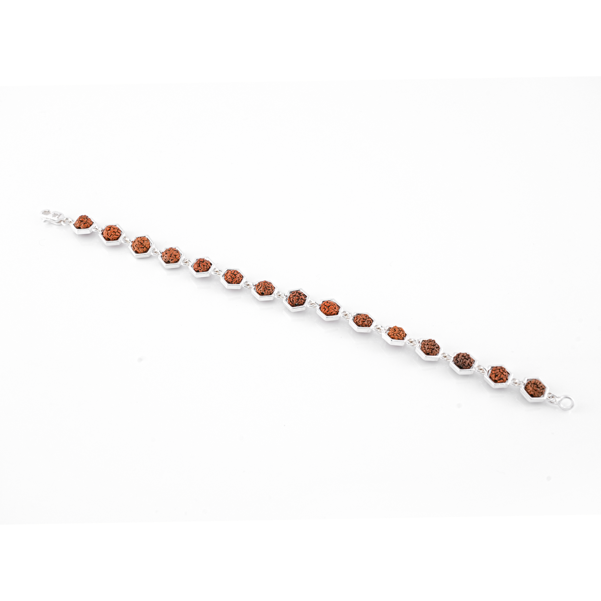 Silver Rakhi with Hexagonal Rudraksha Bracelet