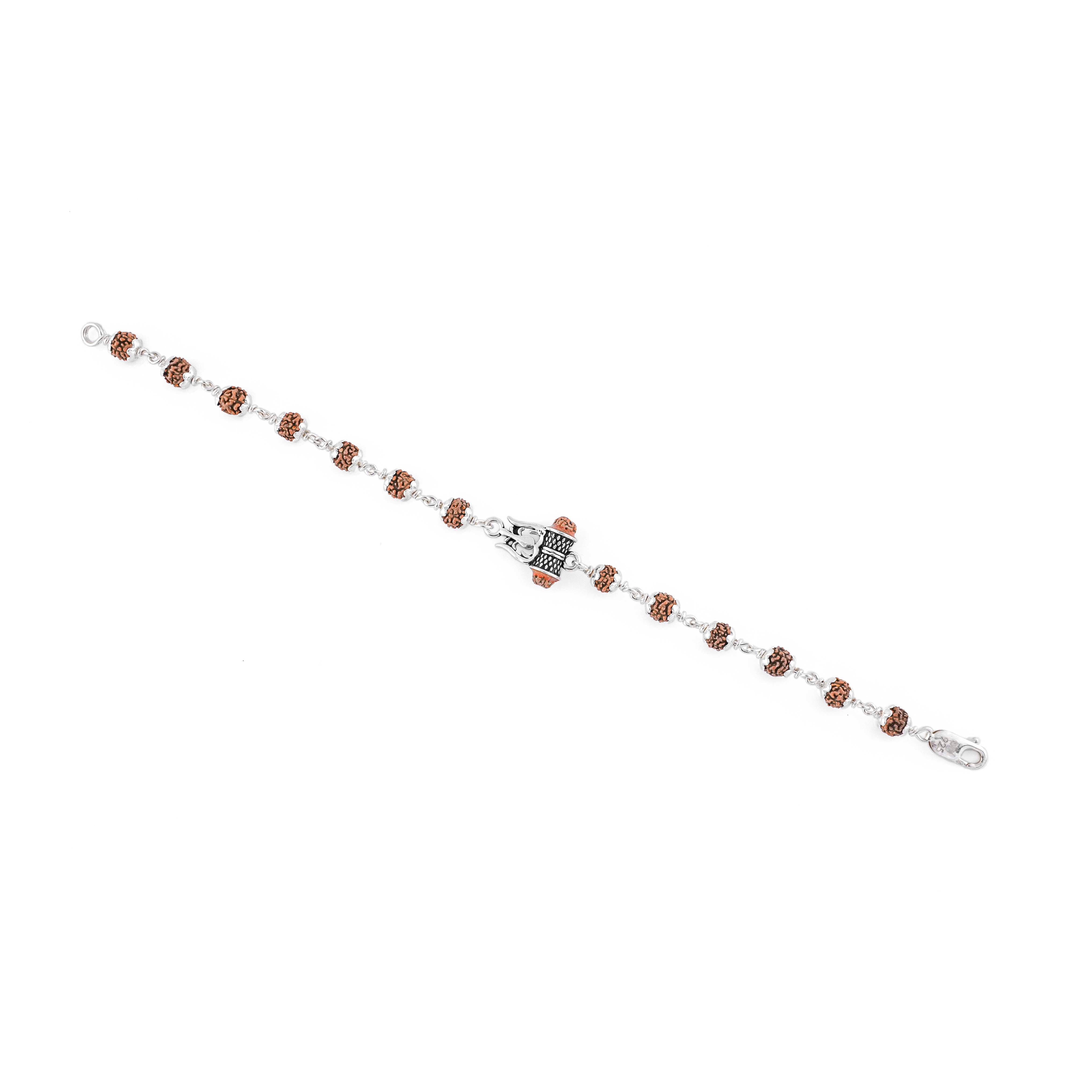 92.5 Silver Om Damru Rudraksha Bracelet
