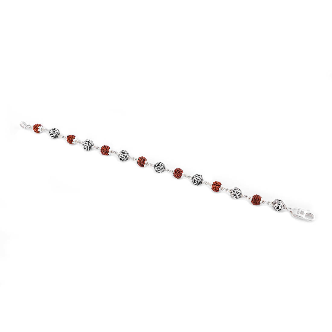 Classy Silver Rakhi with Rudraksha and Om Namah Shivay Beads