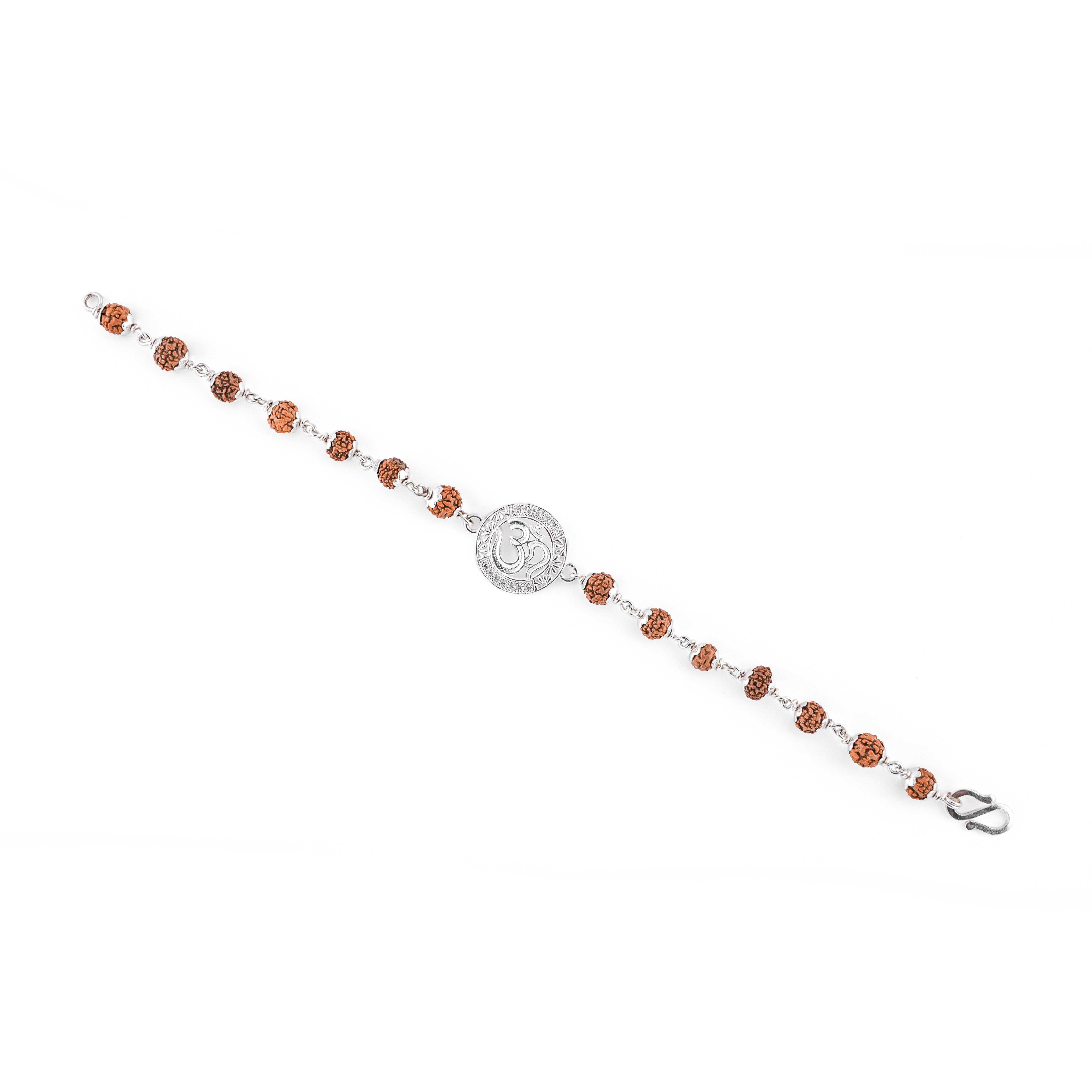 Orignal Rudraksha Silver Bracelet With Om 
