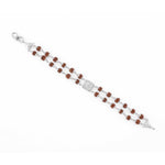 Rwal Rudraksha Silver Square Diamond Om double Line Bracelet