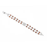 Rudraksha Silver BAPS Tilak Double Line Bracelet