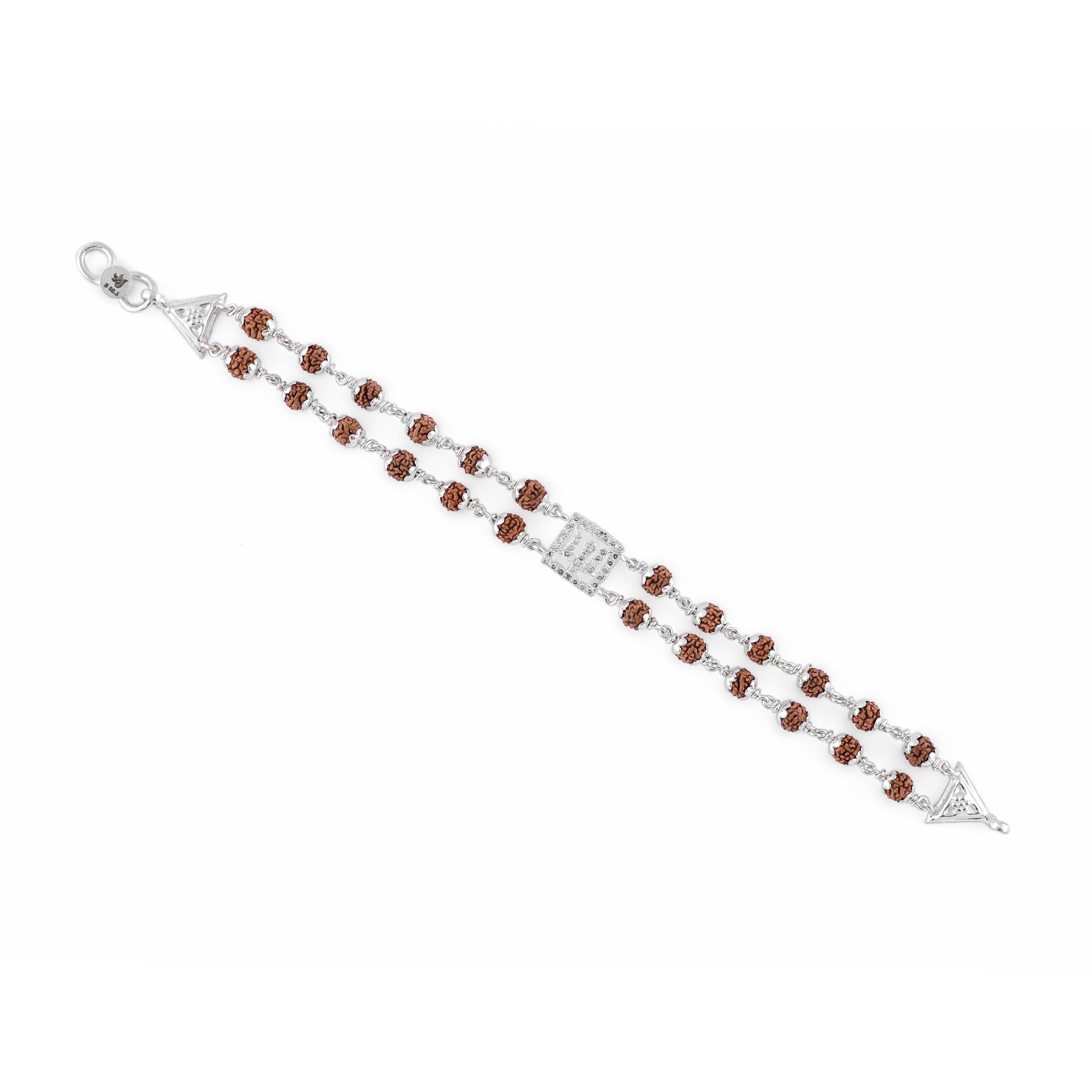 Pure Trishul Square Silver Rudraksha Bracelet