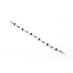 black Rudraksha and Hollow Mesh Silver Beads Bracelet