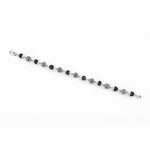 Black Rudraksha Silver Textured Round Beads Bracelet