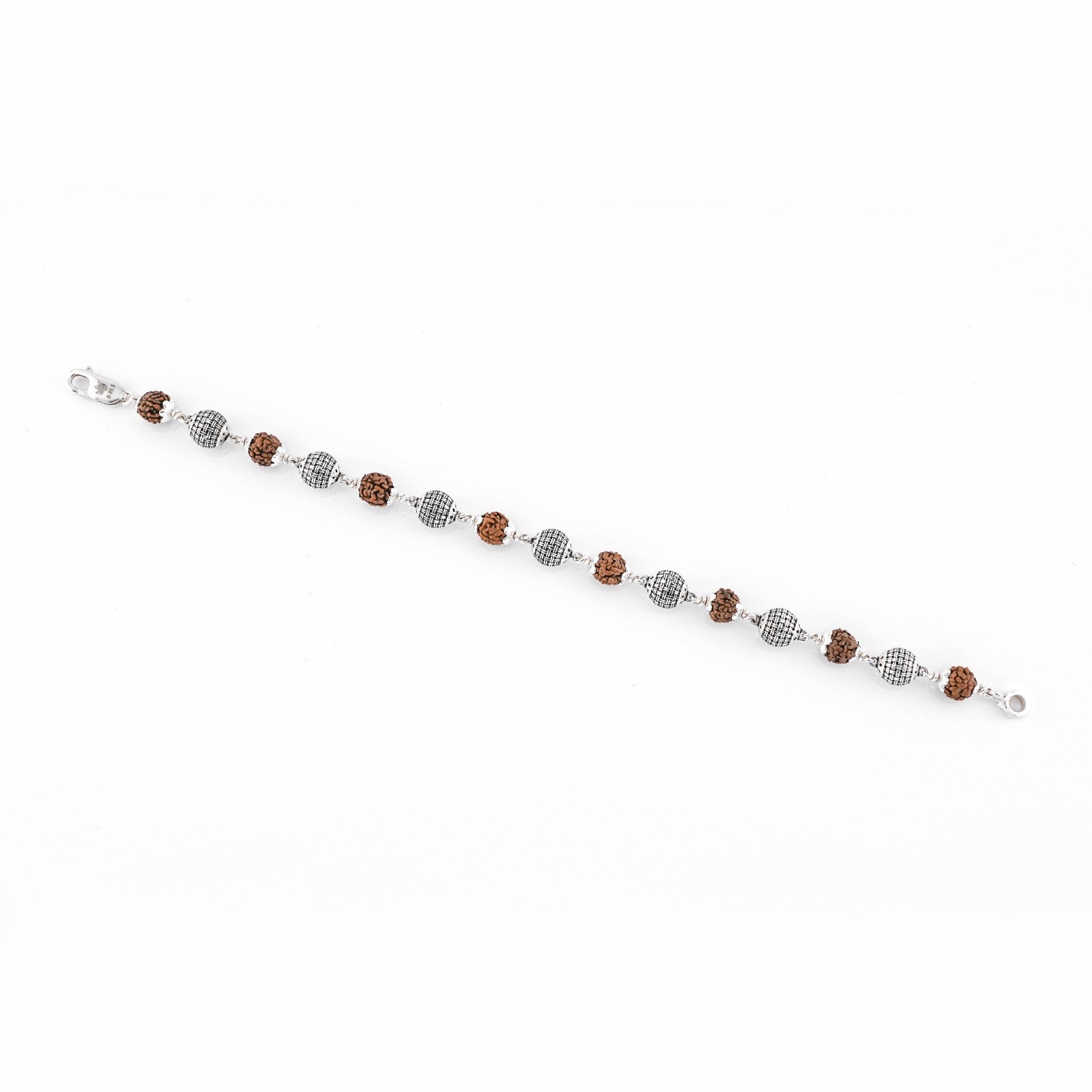 Premium Textured Round Silver Rudraksha Bracelet