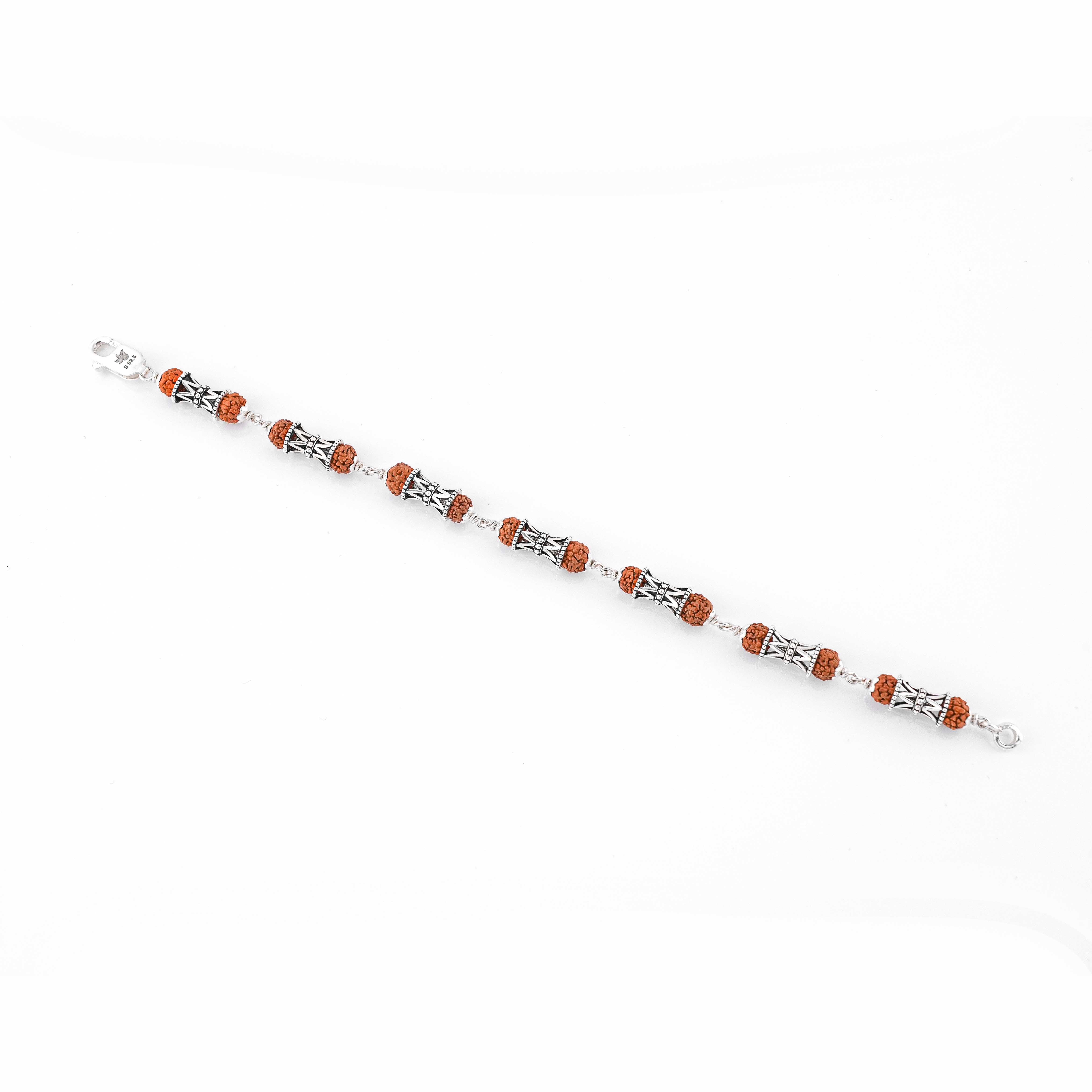 Authentic Rudraksha Silver Damaru Bracelet