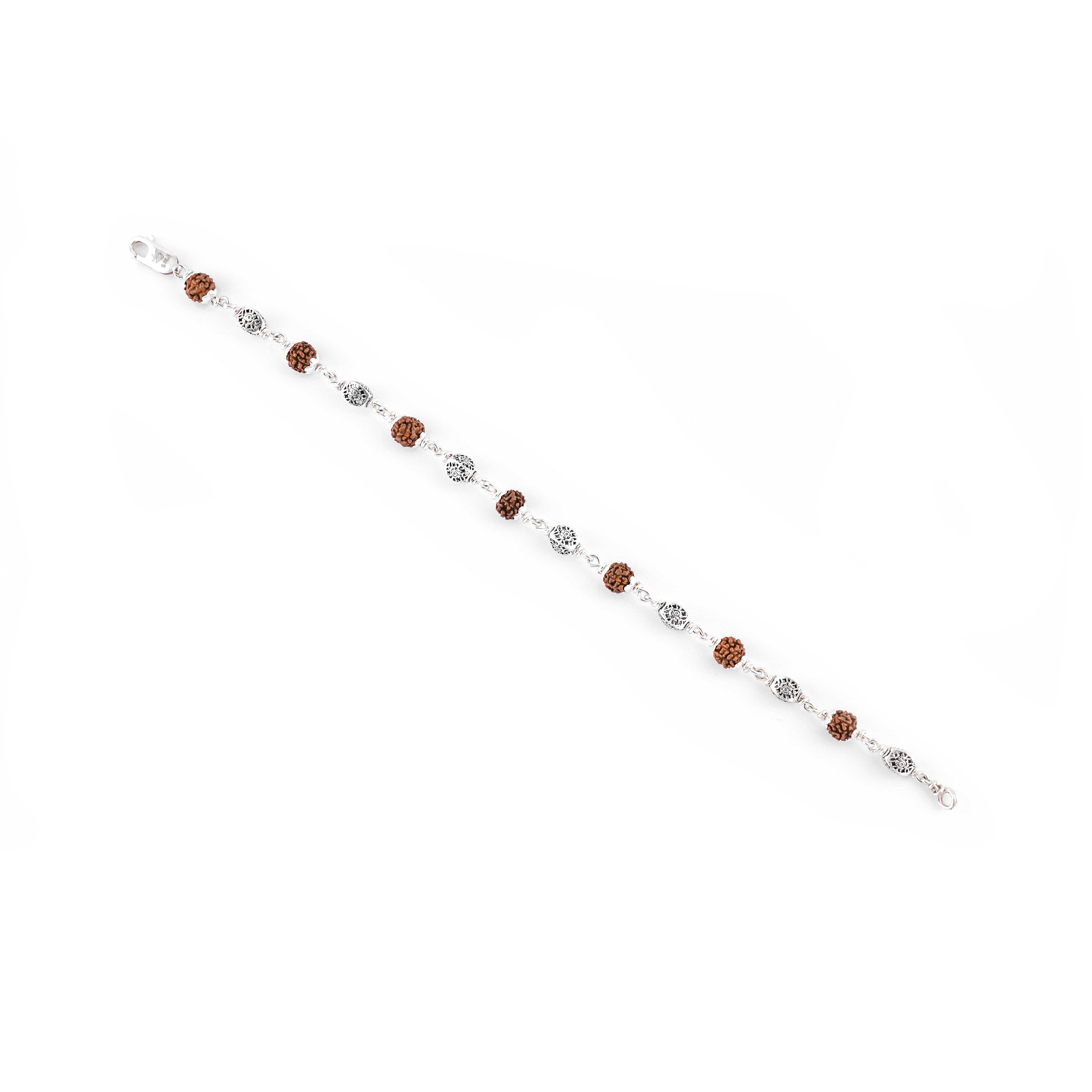Original Rudraksha Hollow Circular Silver Bracelet