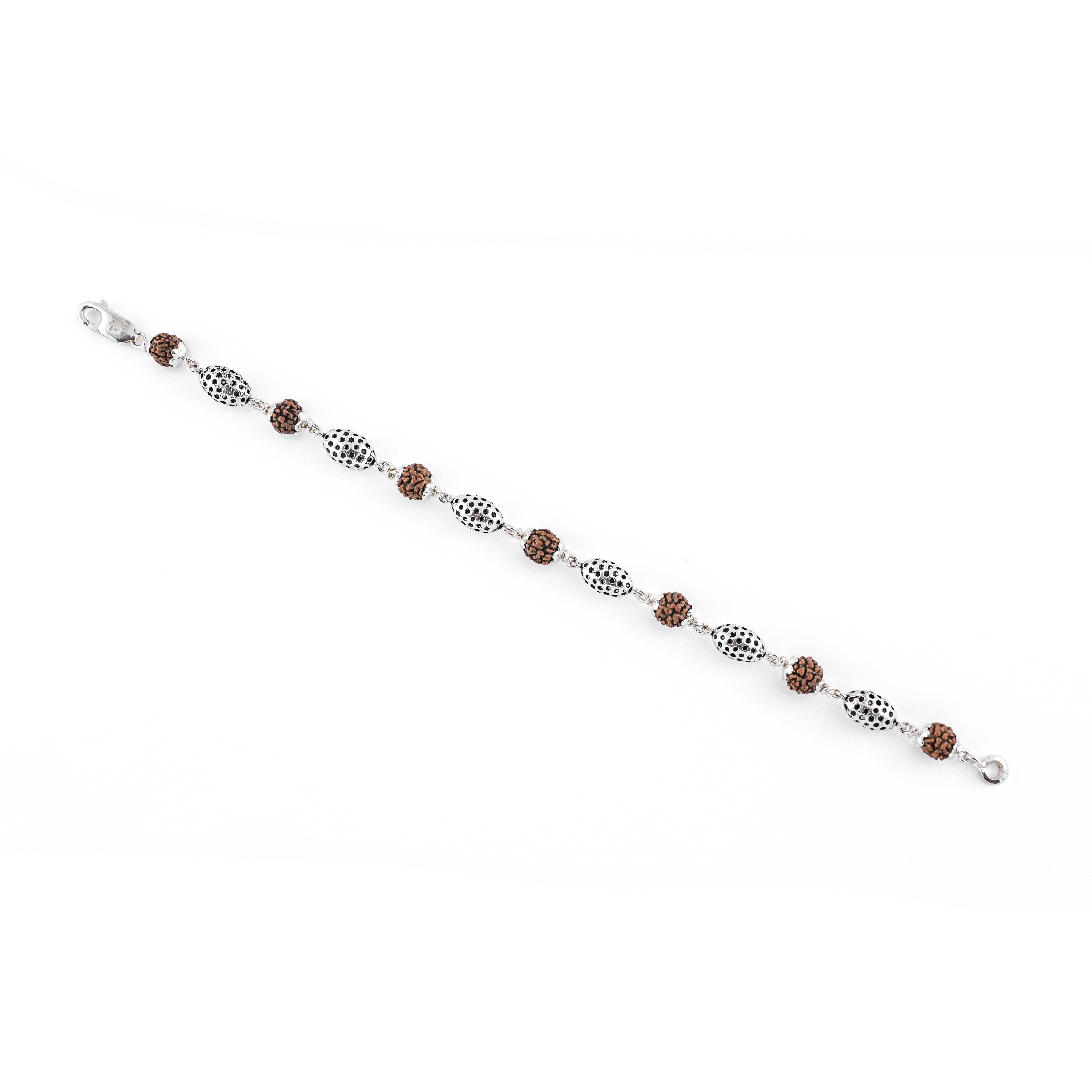 92.5 Silver Hollow Oval Rudraksha Bracelet