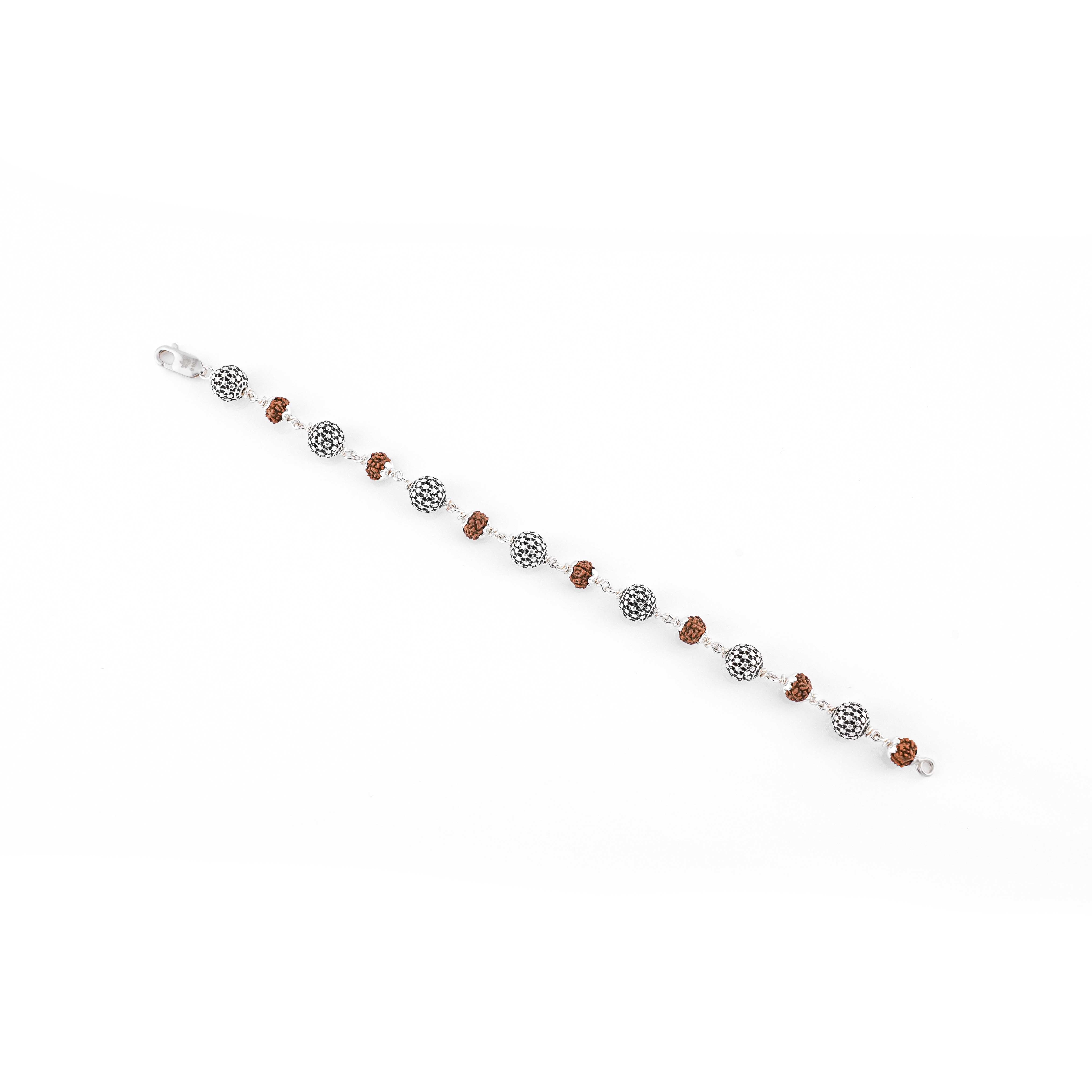 Original Rudraksha Hollow Round Silver Bracelet
