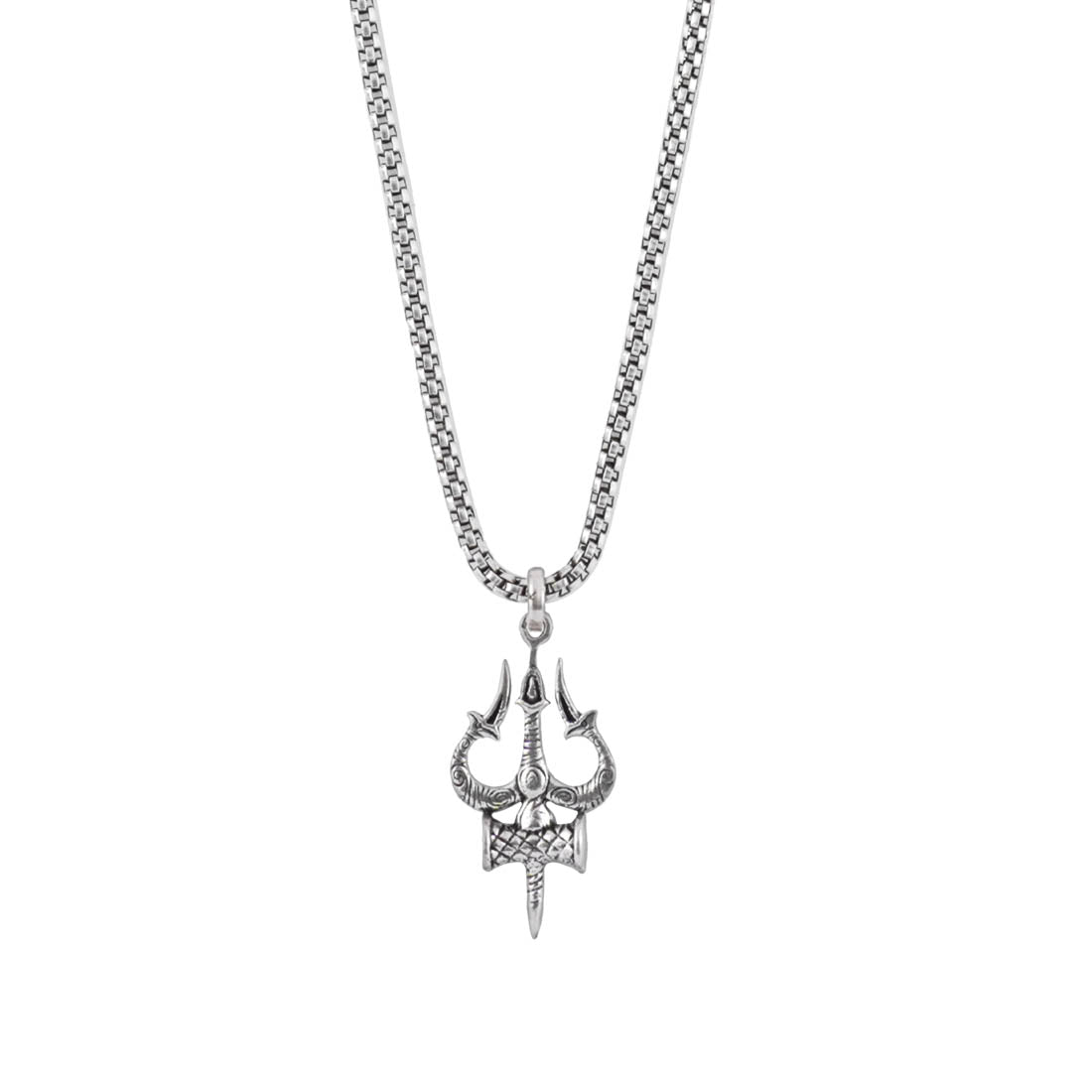 Silver Trishul Pendant with Chain
