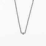 Black Beads Mangal Sutra with Beaded Silver Circular Pendant for Women