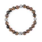 Tiger Eye Stone with Om Namah Shivay Silver Beads Bracelet