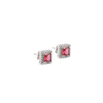 Real Silver Set Chain Pendant and Earrings with Red Stones for Women