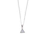 Silver Set Chain Triangular Pendant and Earrings with Stones for Women