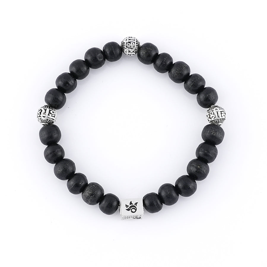 Karungali with Shree Hari Silver Beads Bracelet
