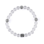Sphatik Diamond Cut Beads with Om Namah Shivay Silver Beads Bracelet