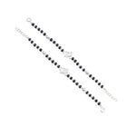 Black Beads with Silver Baby Feet Nazariya for Kids