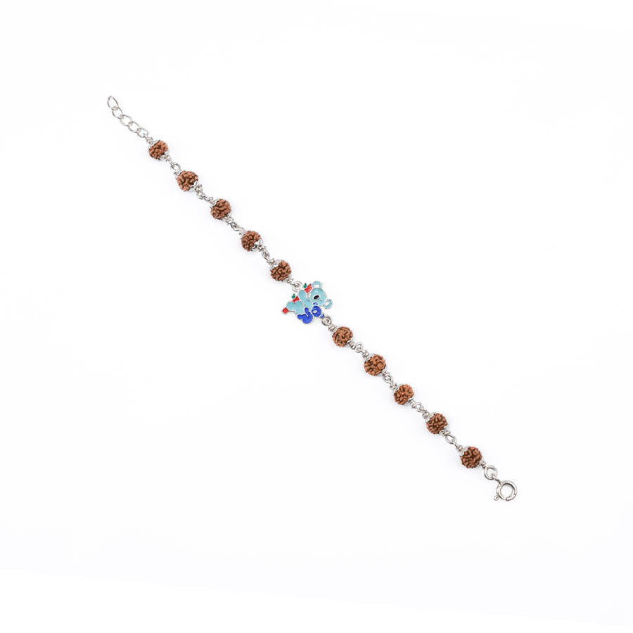 Rudraksha Silver Bracelet with Colorful Mama Koala and Baby Koala Single Line for Kids