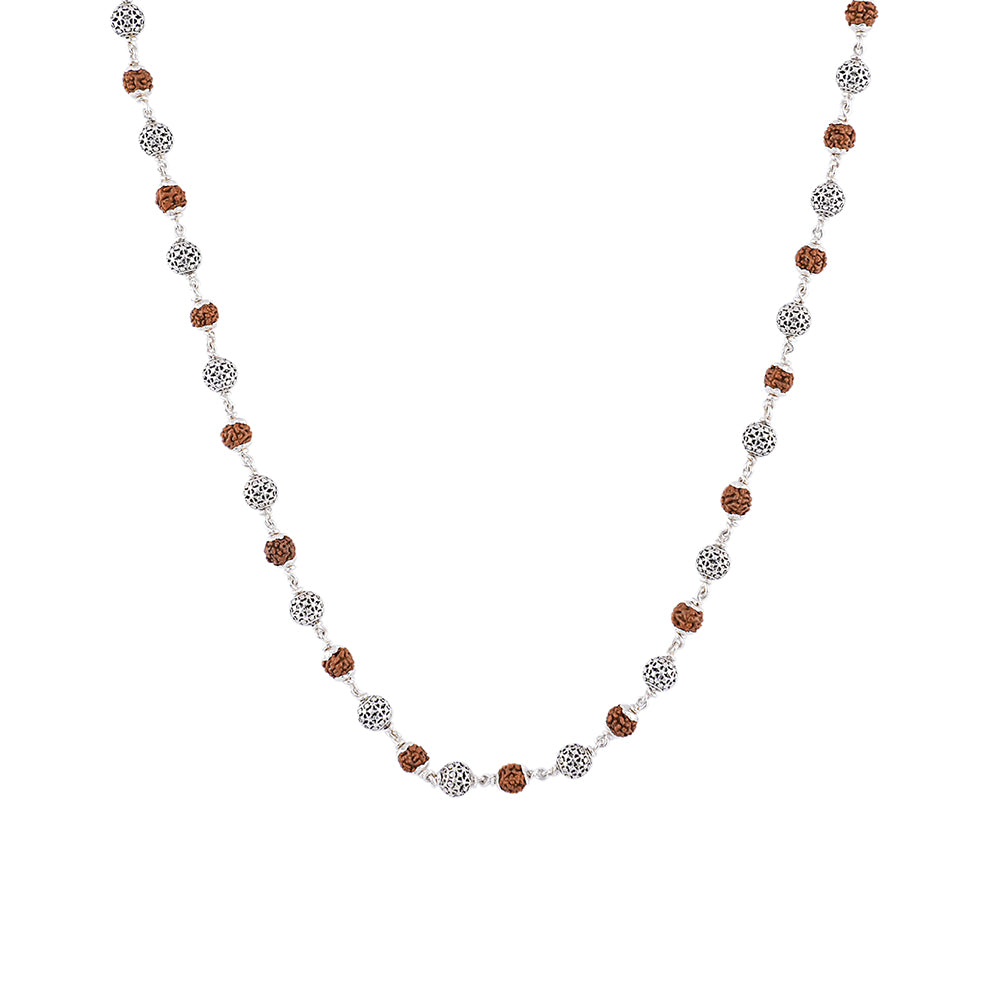 Rudraksha Silver Mala (Round Beads)