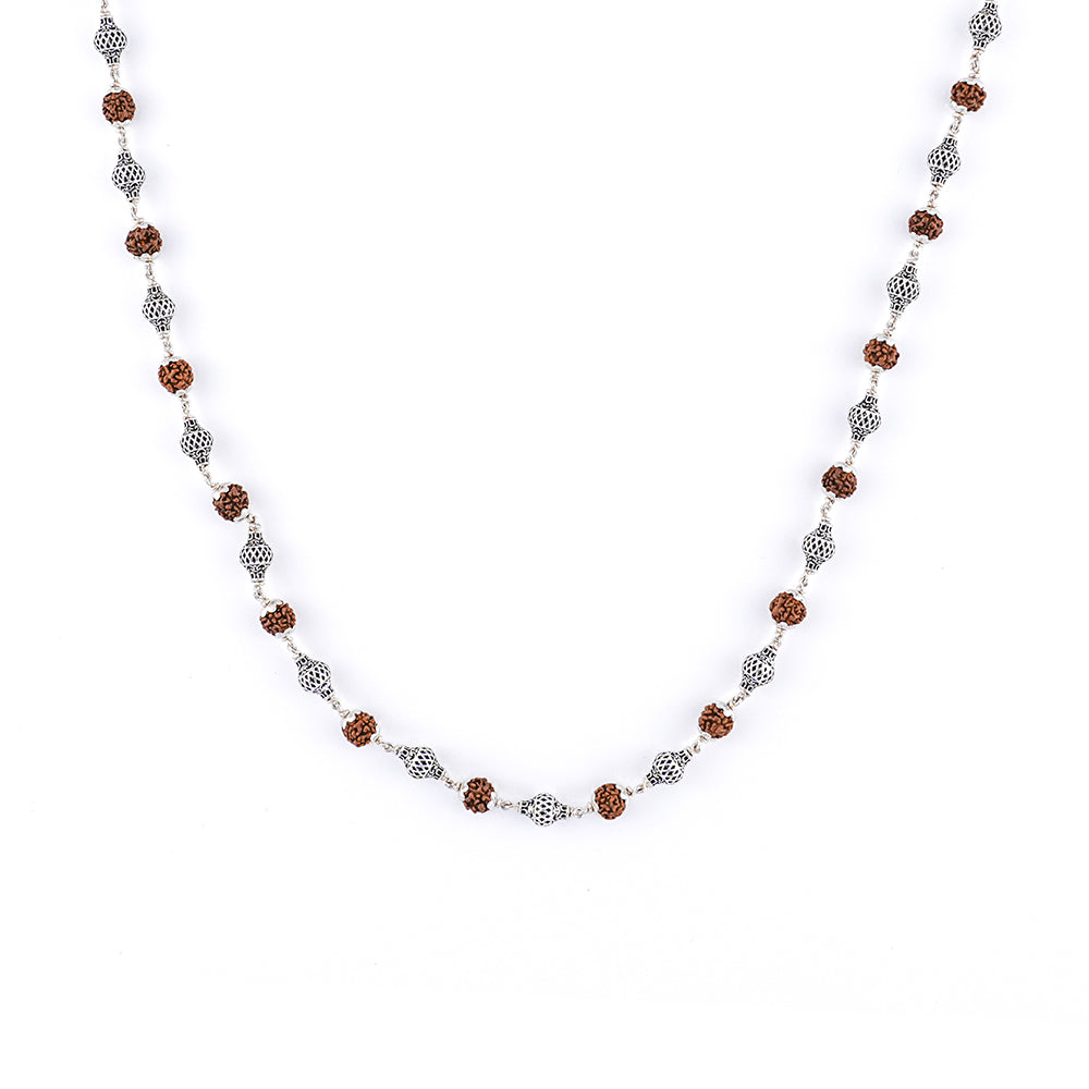 Rudraksha Silver Mala (Ornate Sphere Beads)