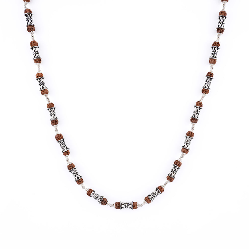 Rudraksha Silver Mala (Damru Beads)