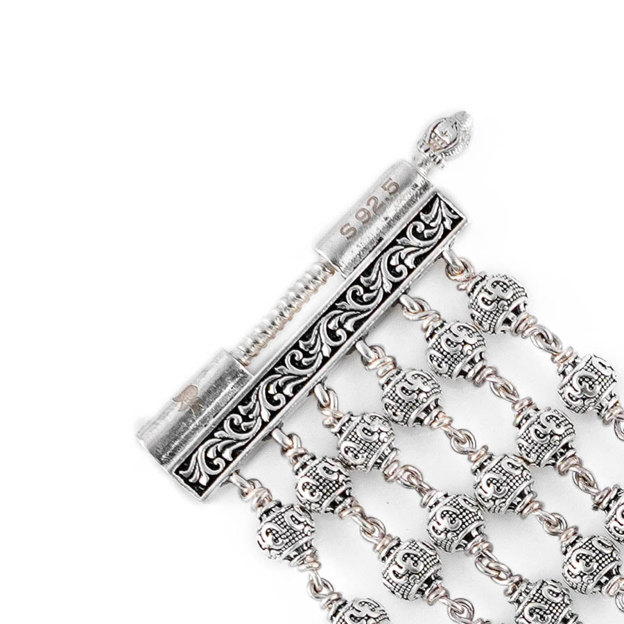Shiva Brooch Six Line Silver Bracelet