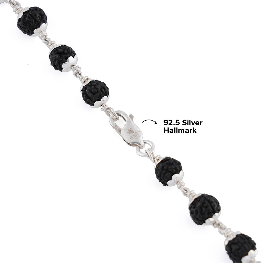 Black Rudraksha Silver Mala