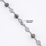 Sphatik Diamond Cut Beads with Om Silver Beads Mala