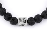Lava Stone with Om Namah Shivay Silver Beads Bracelet