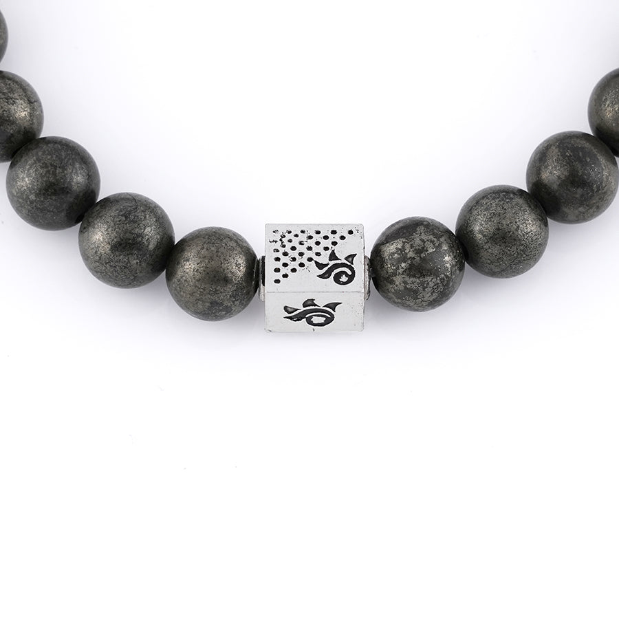 Pyrite Stone with Om Silver Beads Bracelet