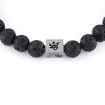 Lava Stone and Om Silver Beads Bracelet
