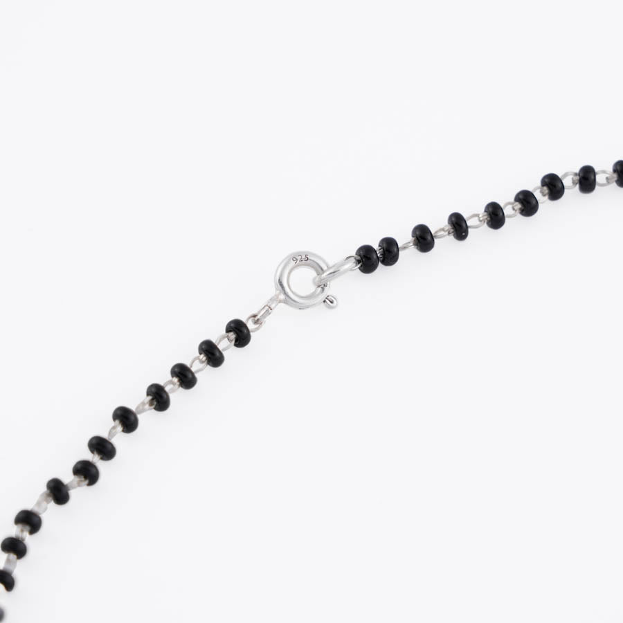 Solitaire Square Shape Mangalsutra in Silver 92.5