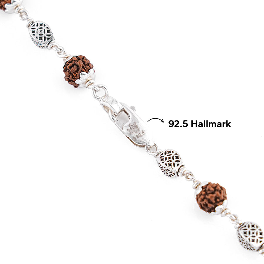Rudraksha Silver Mala (Oval Beads)