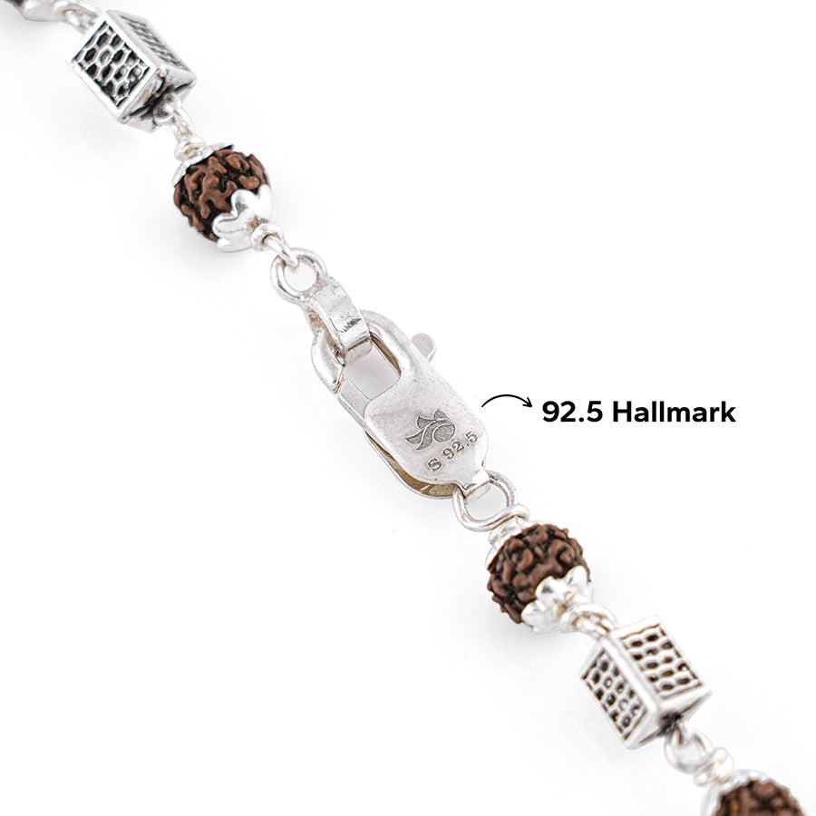 Rudraksha Silver Mala (Square Bead)