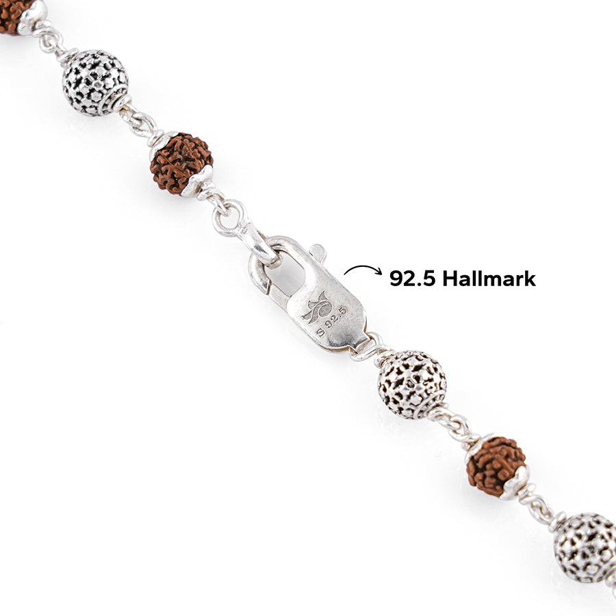 Rudraksha Silver Mala (Round Beads)