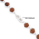 Hexagon Ring Cylinder Rudraksha Silver Mala