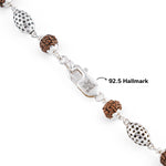 Authentic Rudraksha Silver Mala (Perforated Oval Beads)