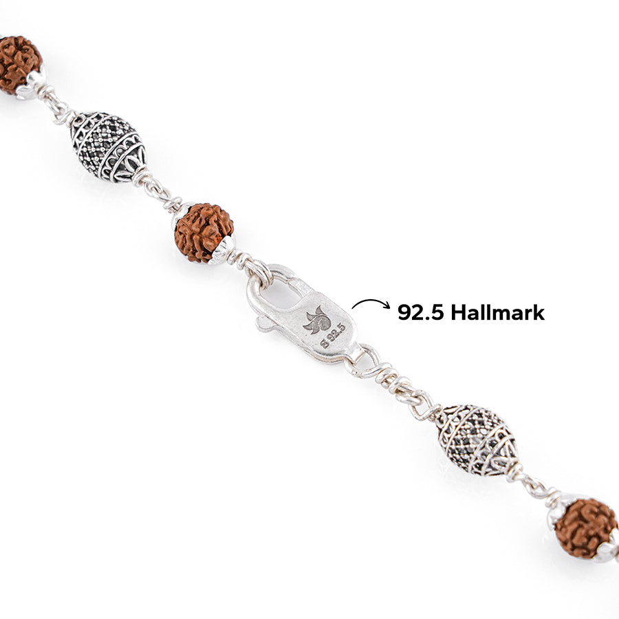 Rudraksha Silver Mala (Dome Beads)