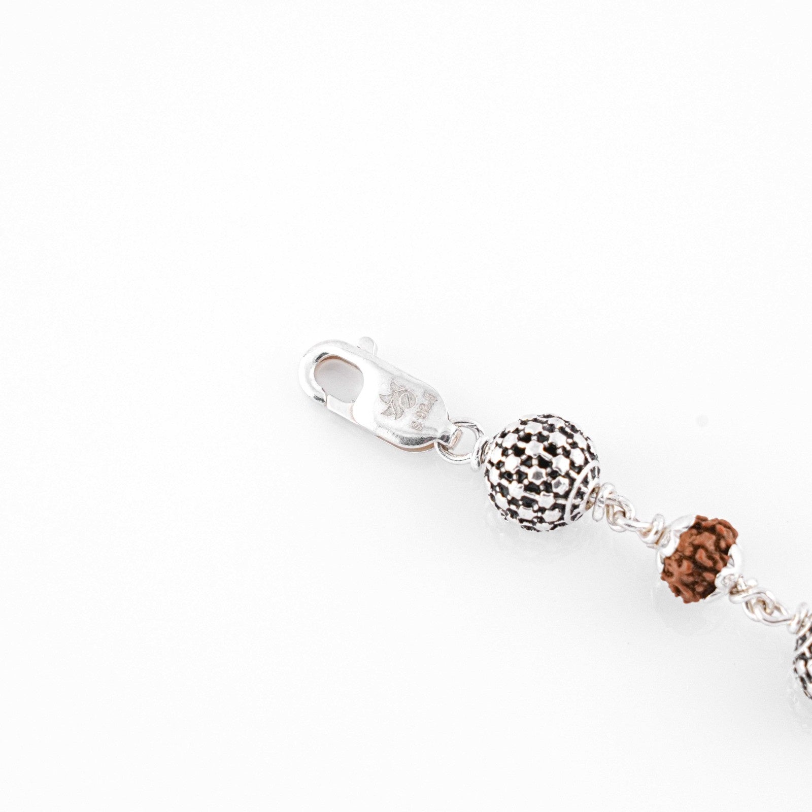 Pure Hollow Round Silver Rudraksha Bracelet