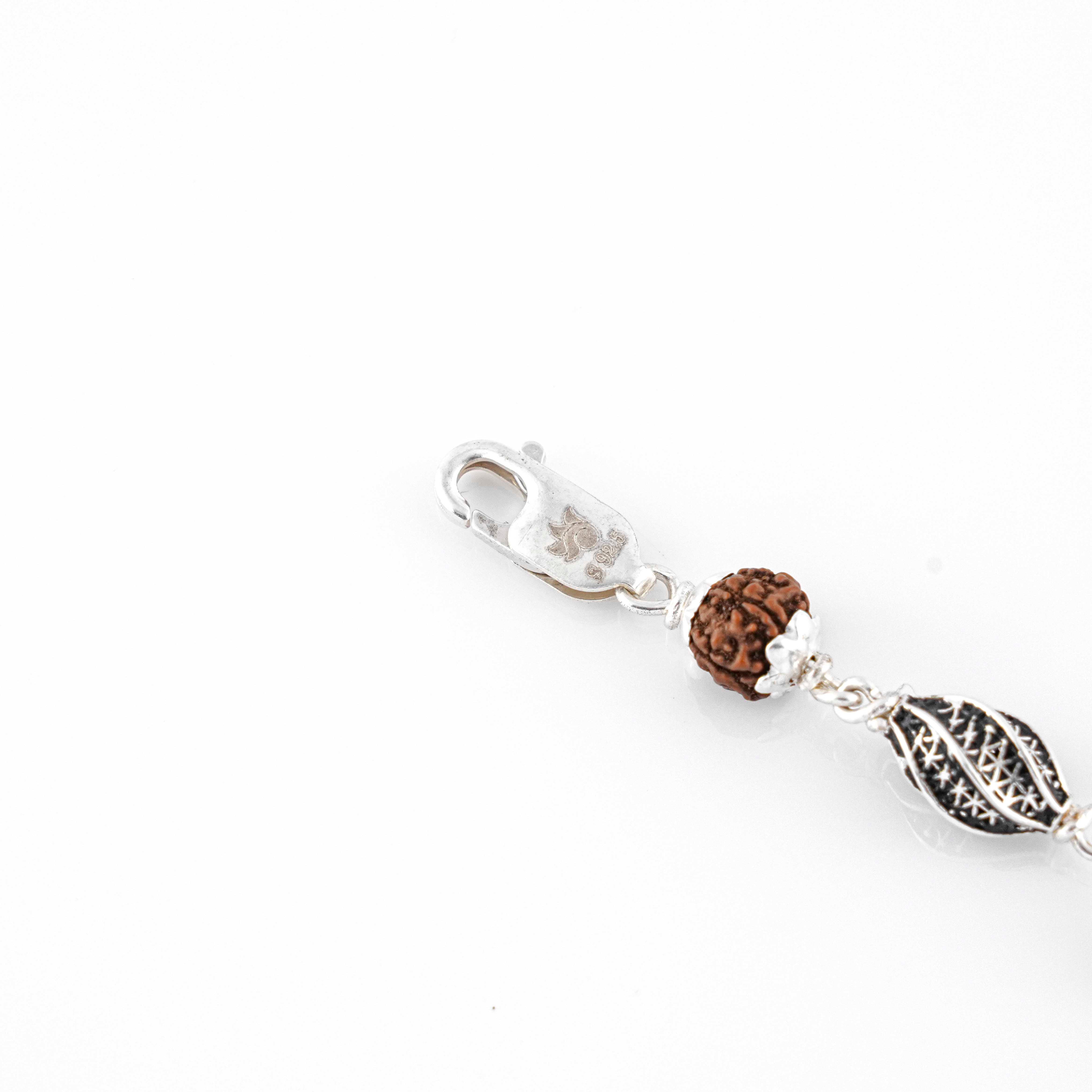 Rudraksha 92.5 Silver Marquise Beads Bracelet