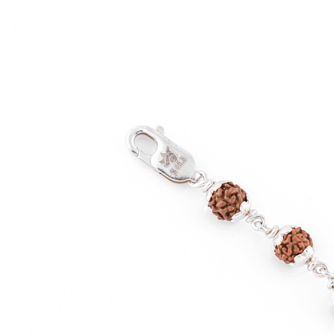 Silver Rakhi with Om and Lotus Flower and Single Line Rudraksha for Men