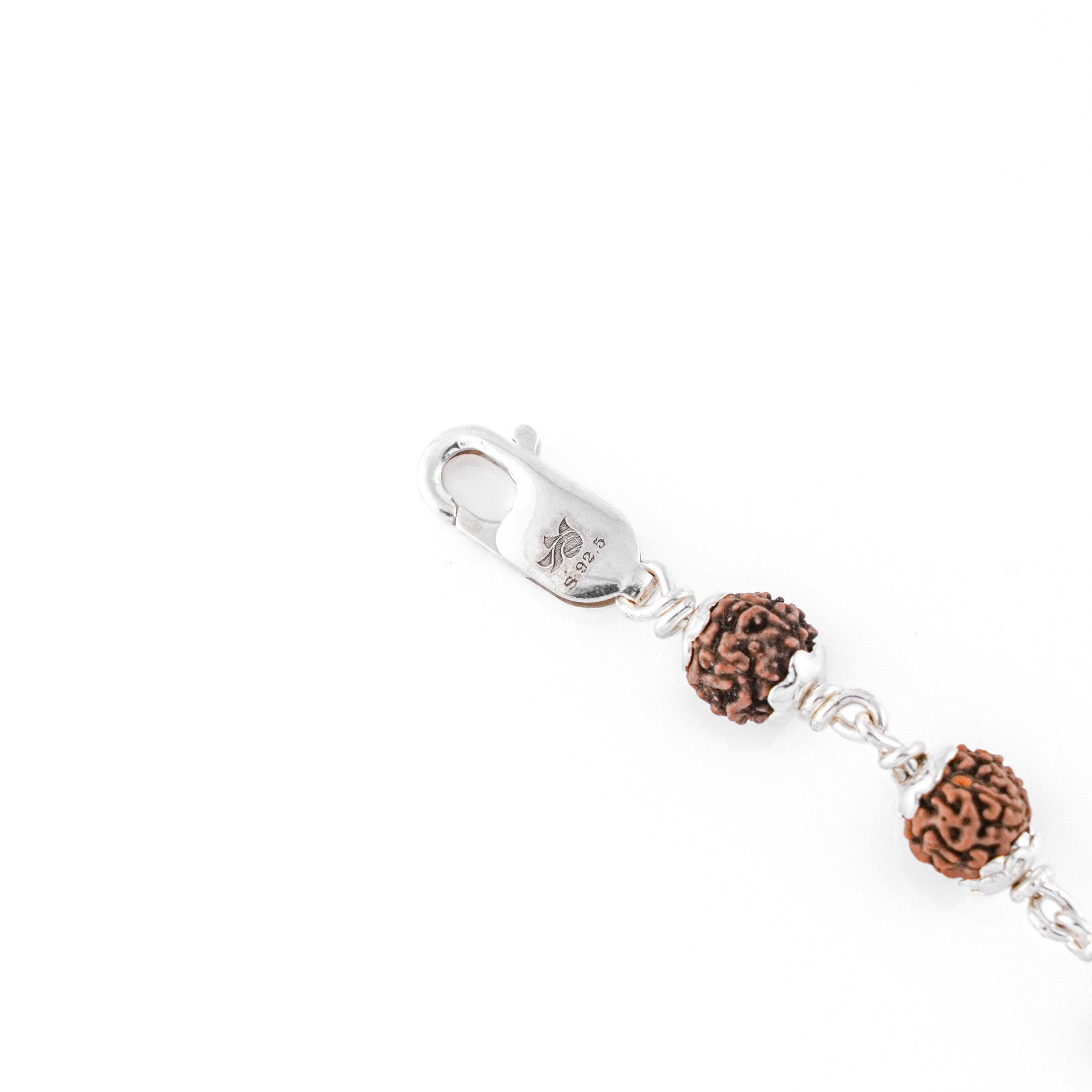 Authentic Rudraksha Silver Bracelet With Om in a Concave Sphere