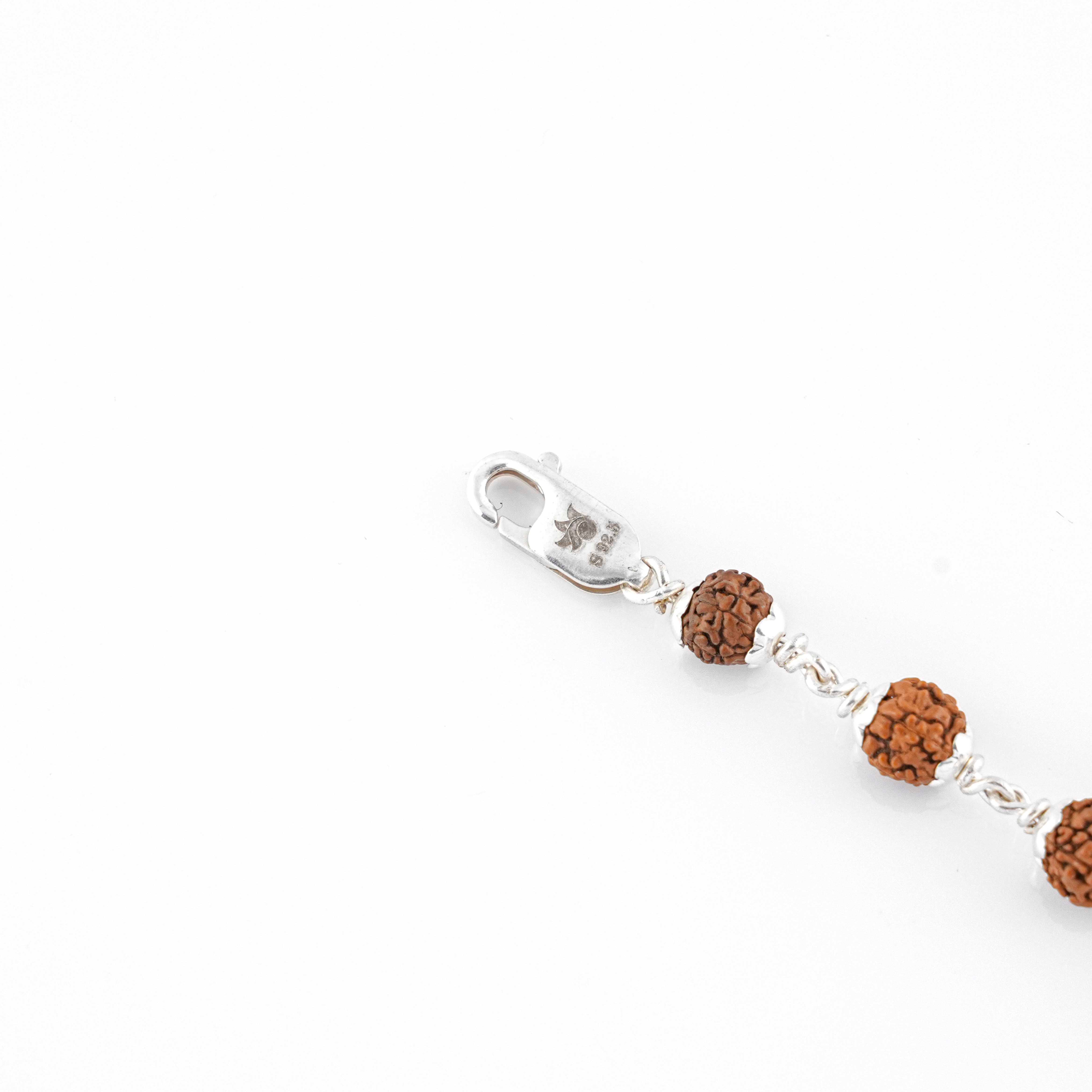 Pure 92.5 Silver Trishul Rudraksha Bracelet