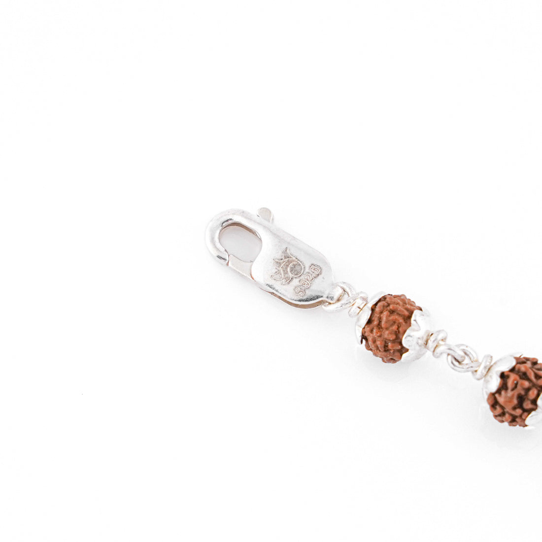 Silver Rakhi with Om in Pointed Circle and Single Line Rudraksha