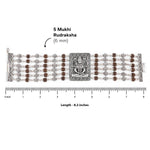 Rudraksha Silver Shiva Six Lines Bracelet