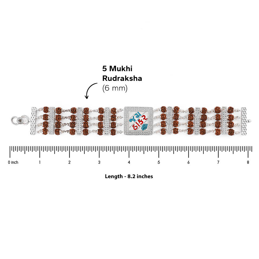 92.5 Silver Jay Thakar Four Line Rudraksha Bracelet